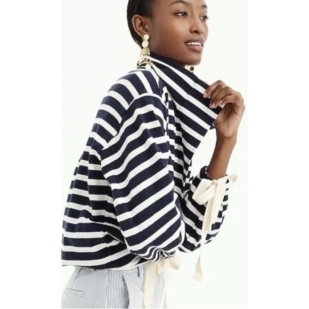 J. Crew Navy and White Striped Pullover Sweatshirt